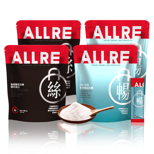 ALLRE Triplex Enzyme Fibre Probiotics x2 + Voluminous Fortifying Collagen x2