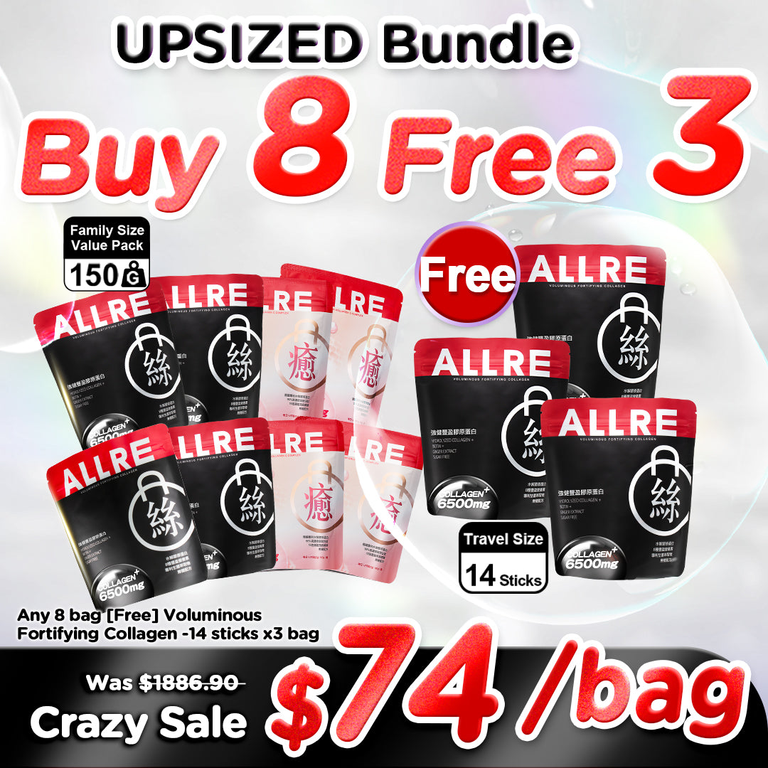 ALLRE (Voluminous Fortifying Collagen / Skin Repair Collagen C Complex )-150G x8【Free】Voluminous Fortifying Collagen -14 Travel Sachets x3